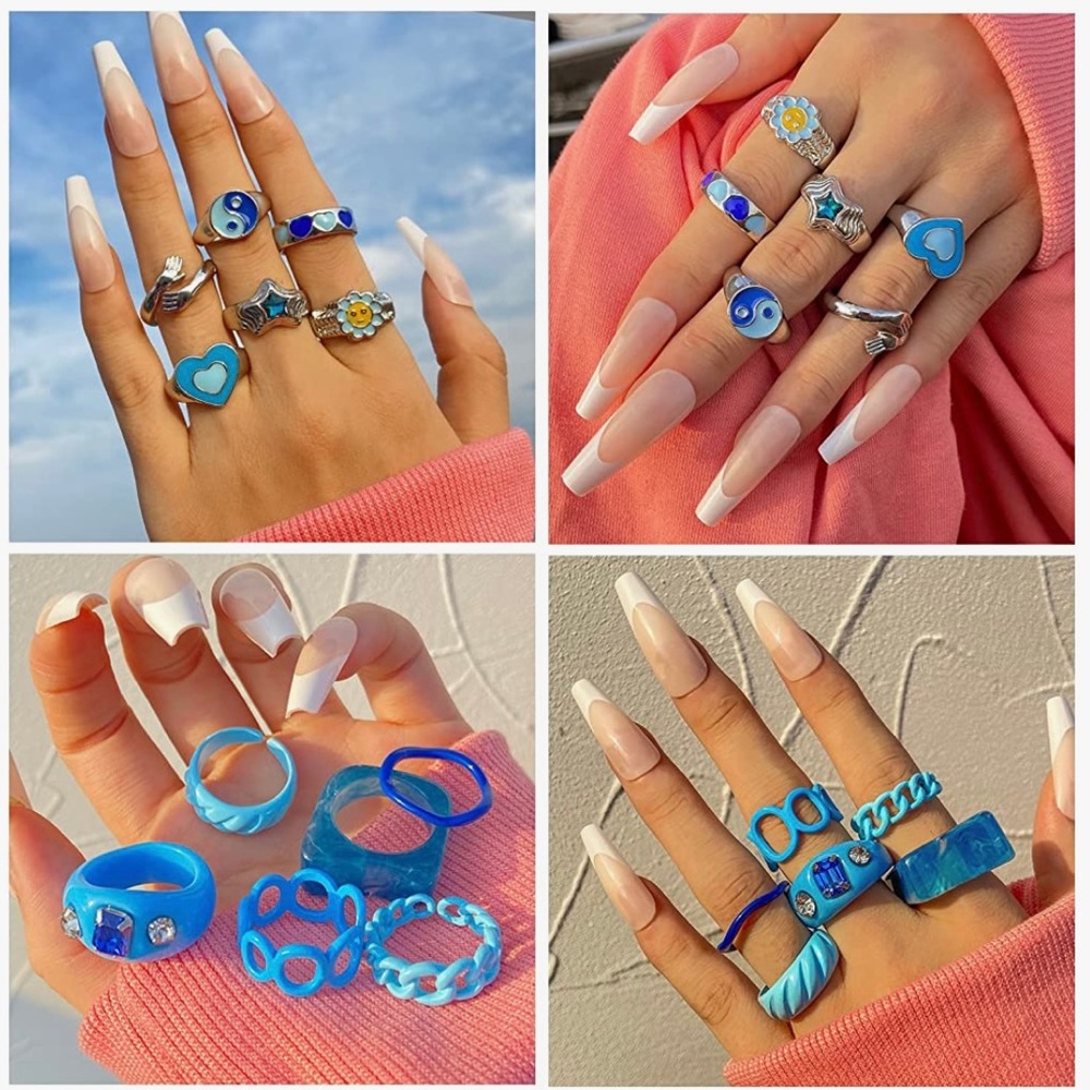 12 PC Knuckle Ring Set for women/girls, stackable boho snake finger rings.